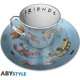 Frıends - Aynalı Kupa & Tabak Seti - Desen - 1 Adet - 300 ml