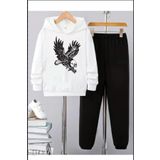 FRİENDS KİDS Erkek Çocuk Kartal Baskılı Kapüşonlu Sweatshirt Eşofman Takımı