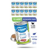 Friends Premium Kuzu Etli Yetişkin Kedi Konservesi 400 gr x 12 Adet Ekonomik Paket Yaş Mama