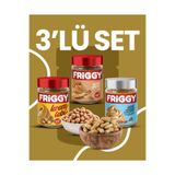 FRİGGY 3'lü Set Leblebi Kreması +Şekersiz Parçacıklı Fıstık Ezmesi+ Bisküvi Krem 320gr Özel Paket