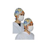 FRM Doktor Hemşire Aşçı Bonesi, Cerrahi Bone %100 Pamuk, Maske Için Düğme Ve Terbantlı B Model Ayıcık