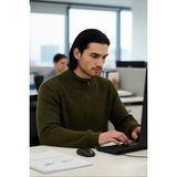 FRM Erkek Basic Regular Fit Fermuarlı Dik Yaka Selanik Örgü Triko Kazak Günlük Stilinize Modern Dokunuş. - Haki