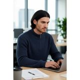 FRM Erkek Basic Regular Fit Fermuarlı Dik Yaka Selanik Örgü Triko Kazak Günlük Stilinize Modern Dokunuş. - Indigo - 2XL