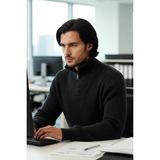 FRM Erkek Casual Giyim Için Ideal Regular Fit Düz Desen Fermuarlı Balıkçı Yaka Kalın Triko Kazak - Antrasit - XL