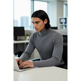 FRM Erkek Fitted Balıkçı Yaka Fitilli Pamuklu Kışlık Kazak Soğuk Havalarda Tarz Sahibi Görünüm Sağlar - Füme - 2XL