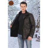 FRM Erkek Kışlık Derimont Kürklü Siyah Deri Ceket Soğuk Havalara Uygun