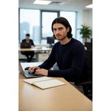 FRM Erkek Uzun Kollu Fitted Kesim Basic Dokulu Triko Kazak Soğuk Havalarda Tarz Sahibi Görünüm - Lacivert