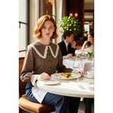 FRM Genç Kızlar Pötikareli Dantel Bebe Yaka Crop Gömlek Vintage Esintili Günlük Stil Dayanıklı - 42
