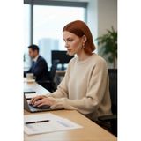 FRM Kadın Basic Siluet Oversize Triko Kazak Crop Düşük Kol Akıtma Detaylı Soğuk Havalar Için Ideal - Taş