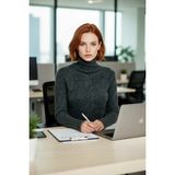 FRM Kadın Casual Regular Kalıp Dik Yaka Saç Örgü Uzun Kollu Süper Crop Triko Kazak Modeli Kaliteli - Antrasit