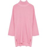 FRM Kadın Moda Şık Balıkçı Yaka Standart Kol Uzun Geniş Kalıp Triko Kazak - Pembe
