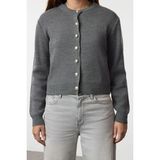 FRM Kadın Moda Şık Bisiklet Yaka Standart Kol Regular Basic Hırka-Bluz Triko Hırka - Antrasit