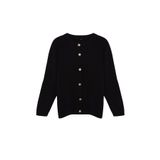Frm Kadın Moda Şık Büyük Beden Bisiklet Yaka Standart Kol Regular Düğmeli Triko Hırka, Siyah, 6XL