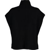 FRM Kadın Moda Şık Dik Yaka Standart Kol Regular Yandan Bağlama Detaylı Yaka Düğmeli Triko Süveter - Siyah