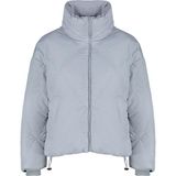 FRM Kadın Moda Şık Oversize Dik Yaka Standart Düz Astarlı Oversize Su Itici Şişme Kapitone Mont - Gri