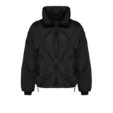 Frm Kadın Moda Şık Oversize Dik Yaka Standart Düz Astarlı Oversize Su İtici Şişme Kapitone Mont, Siyah, Xs