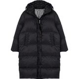 Frm Kadın Moda Şık Oversize Kapüşonlu Yaka Uzun Düz Astarlı Kaz Tüylü Su İticili Uzun Şişme Mont, Siyah, Xs