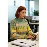 FRM Kadın Oversize Kesim Etnik Desenli Uzun Kollu Crop Triko Kazak Soğuk Günler Için Ideal Kaliteli - Yeşil