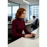 FRM Kadın Şık Fitted Crop Uzun Reglan Kollu Dik Yaka Fitilli Triko Kazak Kış Günleri Için Ideal Model - Bordo - S