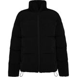 FRM Unisex Moda Şık Bol Dik Yaka Standart Düz Astarlı Oversize Fit Dik Yaka Şişme Kışlık Mont - Siyah