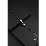 FRNCH 316L Çelik İtalyan Model Zirkon Taşlı Siyah-Gümüş Renk Erkek Bileklik FRJ12302-3302-AB2