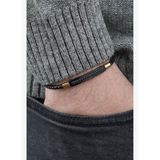 FRNCH 316L Çelik ve Derili Altın Renk Erkek Bileklik FRJ12841-3841-B2G