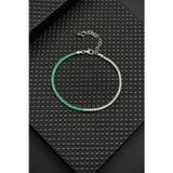 FRNCH 925 Ayar Gümüş 2MM Zirkon Taşlı Yeşil-Beyaz Renk Tennis Erkek Bileklik FRJ11979-2079-YA