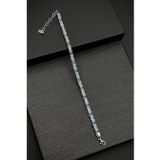 FRNCH 925 Ayar Gümüş 3MM Mavi-Beyaz Zirkon Taşlı Erkek Bileklik FRJ12344-3344-MA