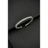 FRNCH 925 Ayar Gümüş Beyaz Zirkon Taşlı Gümüş Renkli Erkek Bileklik FRJ12625-3625-B