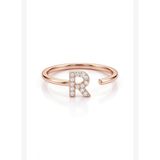 FRNCH 925 Ayar Gümüş Beyaz Zirkon Taşlı R Harfli Rose Renk Kadın Yüzük FRJ60099-199-R