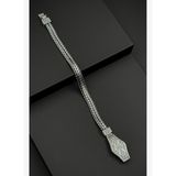 FRNCH 925 Ayar Gümüş Gotik Desenli Gümüş Renk Erkek Bileklik FRJ12786-3786-A