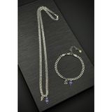 FRNCH 925 Ayar Gümüş İtalyan Model Nazar Boncuk ve Harfli Erkek Bileklik/Kolye Set FRJ12477-3477-AL
