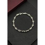 FRNCH 925 Ayar Gümüş İtalyan Model Siyah Zirkon Taşlı Gümüş Renk Erkek Bileklik FRJ12714-3714-S