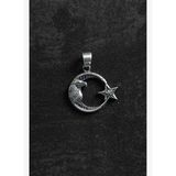 FRNCH 925 Ayar Gümüş Karga ve Türk Bayrağı Figürlü Gümüş Renk Erkek Kolye Ucu FRKU-1130