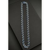 FRNCH 925 Ayar Gümüş Lacivert Zirkon Taşlı Füme Renk Erkek Kolye FRJ30938-1038-L