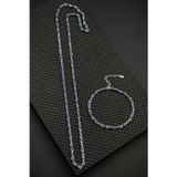 FRNCH 925 Ayar Gümüş Lacivert Zirkon Taşlı Gümüş Renk Erkek Bileklik/Kolye Set FRJ12674-3674-L