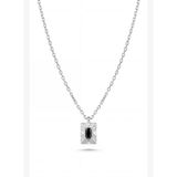 FRNCH 925 Ayar Gümüş Siyah Garnet Taşlı Gümüş Renk Kadın Kolye FRJ30972-1072-S