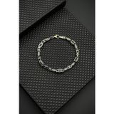 FRNCH 925 Ayar Gümüş Siyah Zirkon Taşlı Gümüş Renk Erkek Bileklik FRJ12653-3653-S