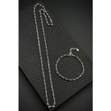 FRNCH 925 Ayar Gümüş Siyah Zirkon Taşlı Gümüş Renk Erkek Bileklik/Kolye Set FRJ12674-3674-S
