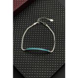 FRNCH 925 Ayar Gümüş Turkuaz Zirkon Taşlı Gümüş Renk Erkek Bileklik FRJ12652-3652-M
