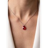 FRNCH 925 Ayar Gümüş ve Kırmızı Zirkon Taşlı Gümüş Renk Kadın Kolye FRJ31033-1133-AK