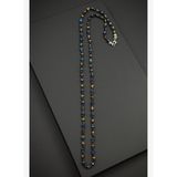 FRNCH 925 Ayar Gümüş ve Lapis Lazuli/Kaplan Gözü Doğal Taşlı Kahverengi Erkek Kolye FRJ30943-1043-LK