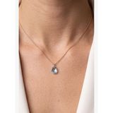 FRNCH 925 Ayar Gümüş ve Mavi Zirkon Taşlı Rose Renk Kadın Kolye FRJ31033-1133-CM