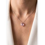 FRNCH 925 Ayar Gümüş ve Pembe Zirkon Taşlı Gümüş Renk Kadın Kolye FRJ31032-1132-AP