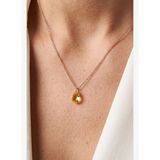 FRNCH 925 Ayar Gümüş ve Turuncu Zirkon Taşlı Rose Renk Kadın Kolye FRJ31033-1133-CT2