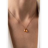 FRNCH 925 Ayar Gümüş ve Turuncu Zirkon Taşlı Rose Renk Kadın Kolye FRJ31033-1133-CT