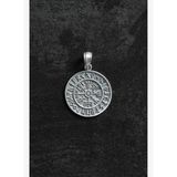 FRNCH 925 Ayar Gümüş Viking Pusulası (Vegvisir) Figürlü Gümüş Renk Erkek Kolye Ucu FRKU-1039