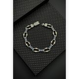FRNCH FRJ12648-3648-L 925 Ayar Gümüş Lacivert Zirkon Taşlı Erkek Bileklik