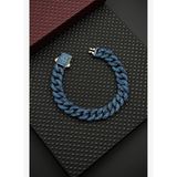 FRNCH FRJ12682-3682-L 925 Ayar Gümüş Lacivert Zirkon Taşlı Füme Erkek Bileklik