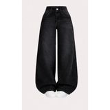 Fro line Kadın siyah renk baggy denim pantolon